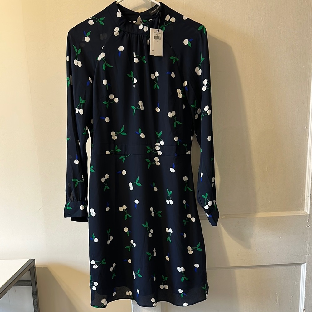 NWT Navy Blue Mock Neck Long Sleeve Dress